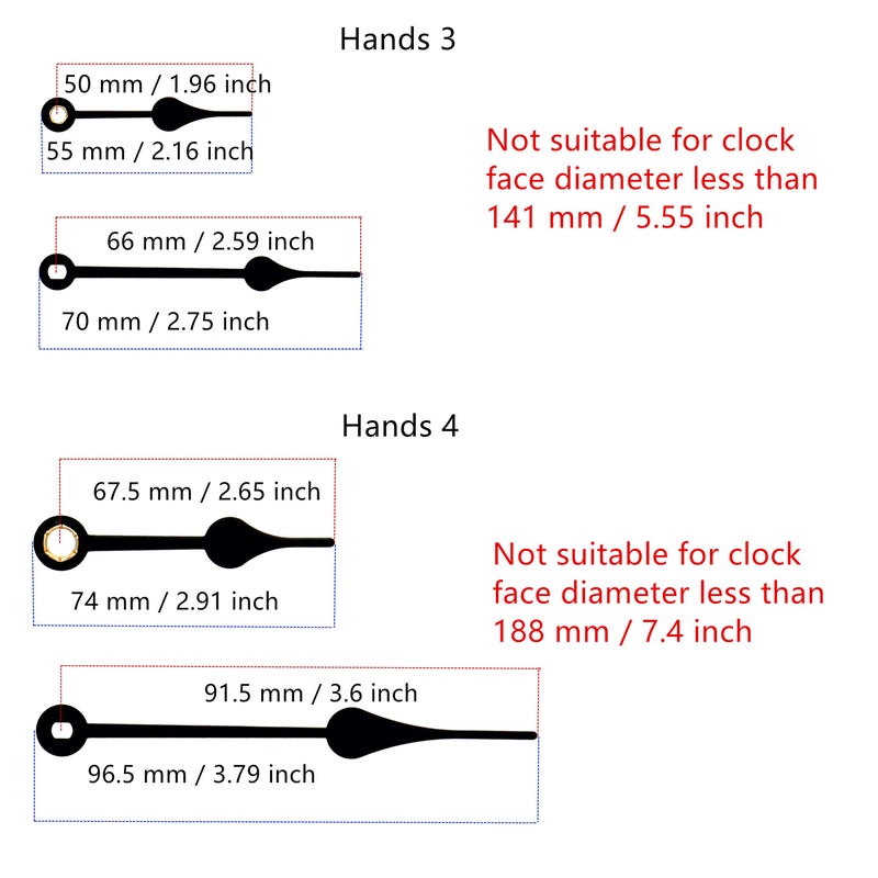 TIKROUND Youngtown 12888 High Torque Long Shaft Clock Movement Mechanism with 4 Sets Hands Total Shaft Length 1-3/32 inch. - Image 5